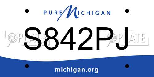 S842PJ Michigan License Plate