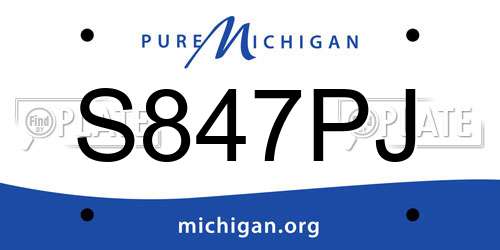 S847PJ Michigan License Plate