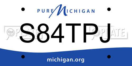 S84TPJ Michigan License Plate