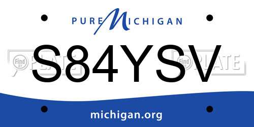 S84YSV Michigan License Plate