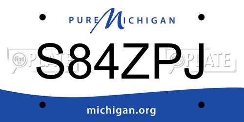 S84ZPJ Michigan License Plate