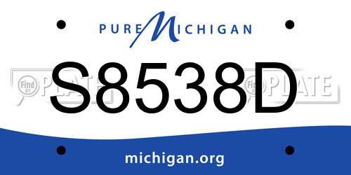 S8538D Michigan License Plate