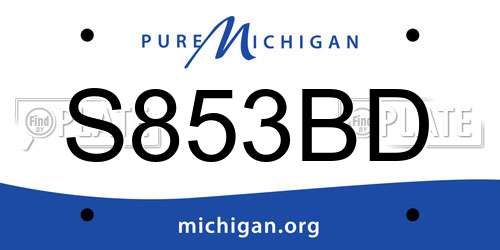 S853BD Michigan License Plate