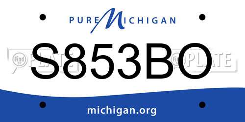 S853BO Michigan License Plate