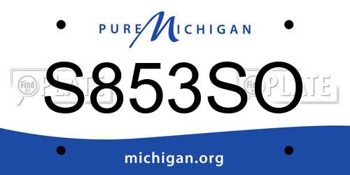 S853SO Michigan License Plate