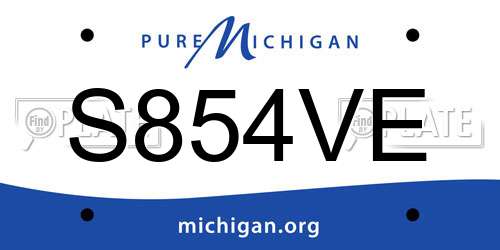 S854VE Michigan License Plate