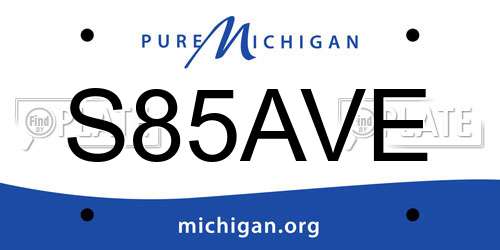 S85AVE Michigan License Plate