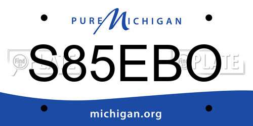 S85EBO Michigan License Plate