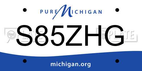 S85ZHG Michigan License Plate
