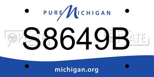 S8649B Michigan License Plate