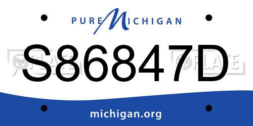 S86847D Michigan License Plate