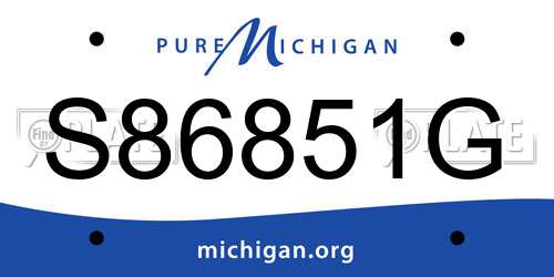 S86851G Michigan License Plate