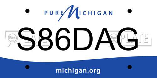 S86DAG Michigan License Plate