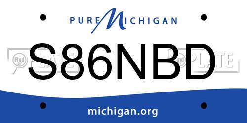 S86NBD Michigan License Plate