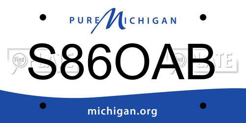 S86OAB Michigan License Plate