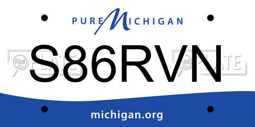 S86RVN Michigan License Plate