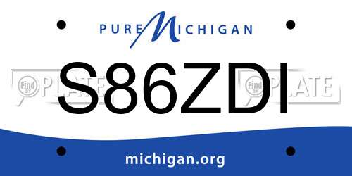S86ZDI Michigan License Plate