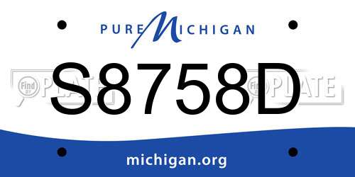 S8758D Michigan License Plate