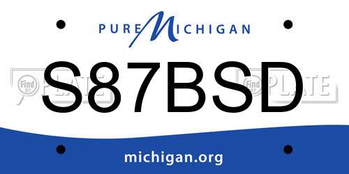 S87BSD Michigan License Plate
