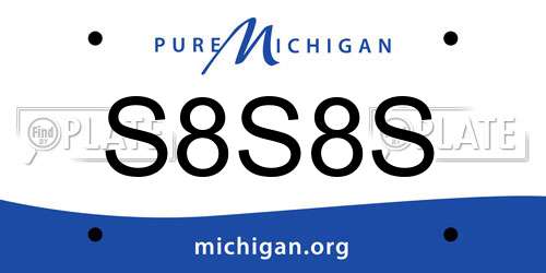 S8S8S Michigan License Plate