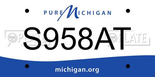 S958AT Michigan License Plate