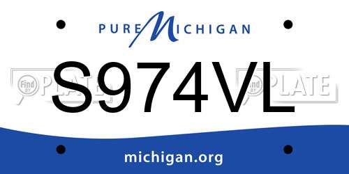 S974VL Michigan License Plate