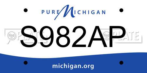 S982AP Michigan License Plate