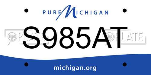 S985AT Michigan License Plate