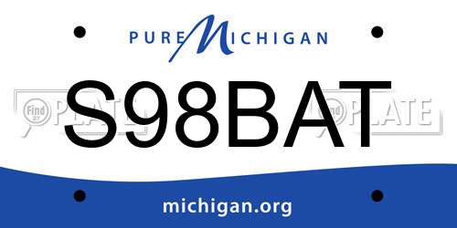 S98BAT Michigan License Plate