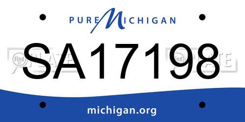 SA17198 Michigan License Plate