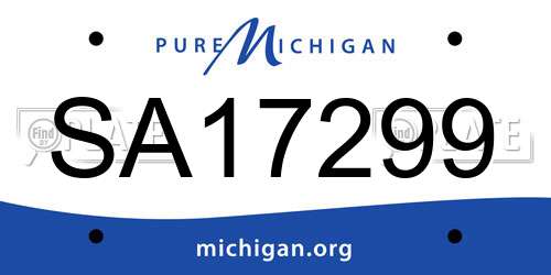 SA17299 Michigan License Plate