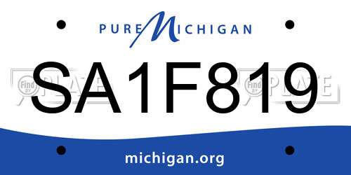 SA1F819 Michigan License Plate