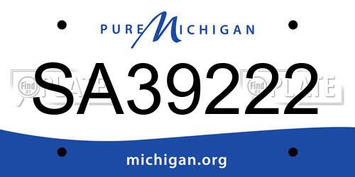 SA39222 Michigan License Plate