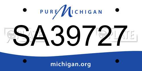 SA39727 Michigan License Plate