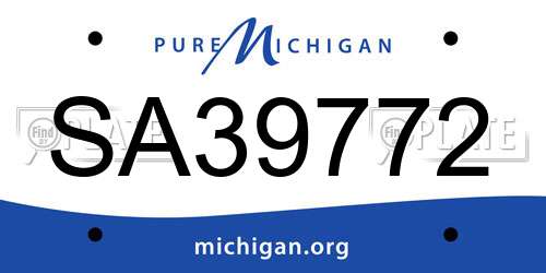 SA39772 Michigan License Plate