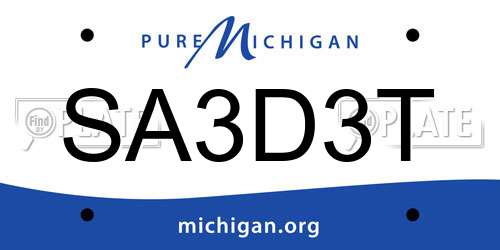 SA3D3T Michigan License Plate
