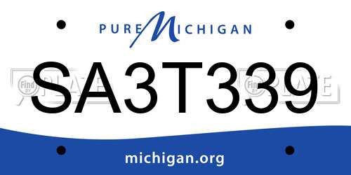 SA3T339 Michigan License Plate