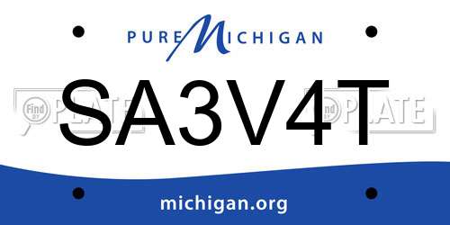 SA3V4T Michigan License Plate