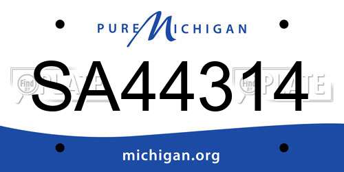 SA44314 Michigan License Plate