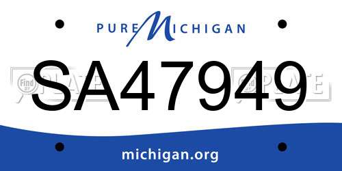 SA47949 Michigan License Plate