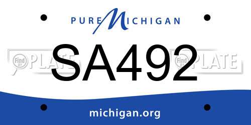 SA492 Michigan License Plate