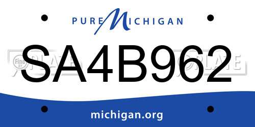 SA4B962 Michigan License Plate