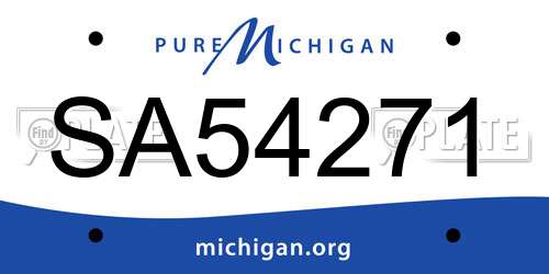 SA54271 Michigan License Plate