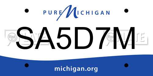 SA5D7M Michigan License Plate
