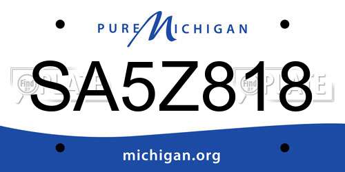 SA5Z818 Michigan License Plate