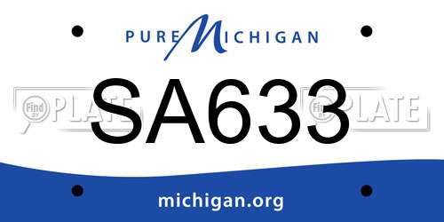 SA633 Michigan License Plate