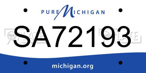 SA72193 Michigan License Plate