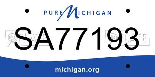 SA77193 Michigan License Plate