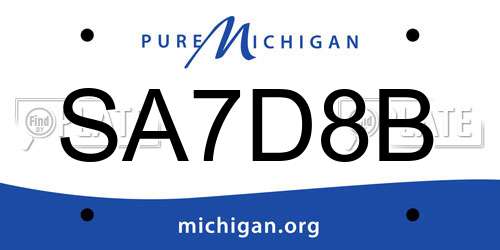 SA7D8B Michigan License Plate