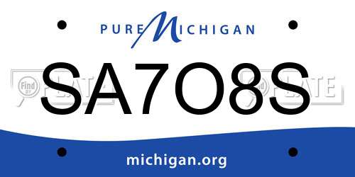 SA7O8S Michigan License Plate